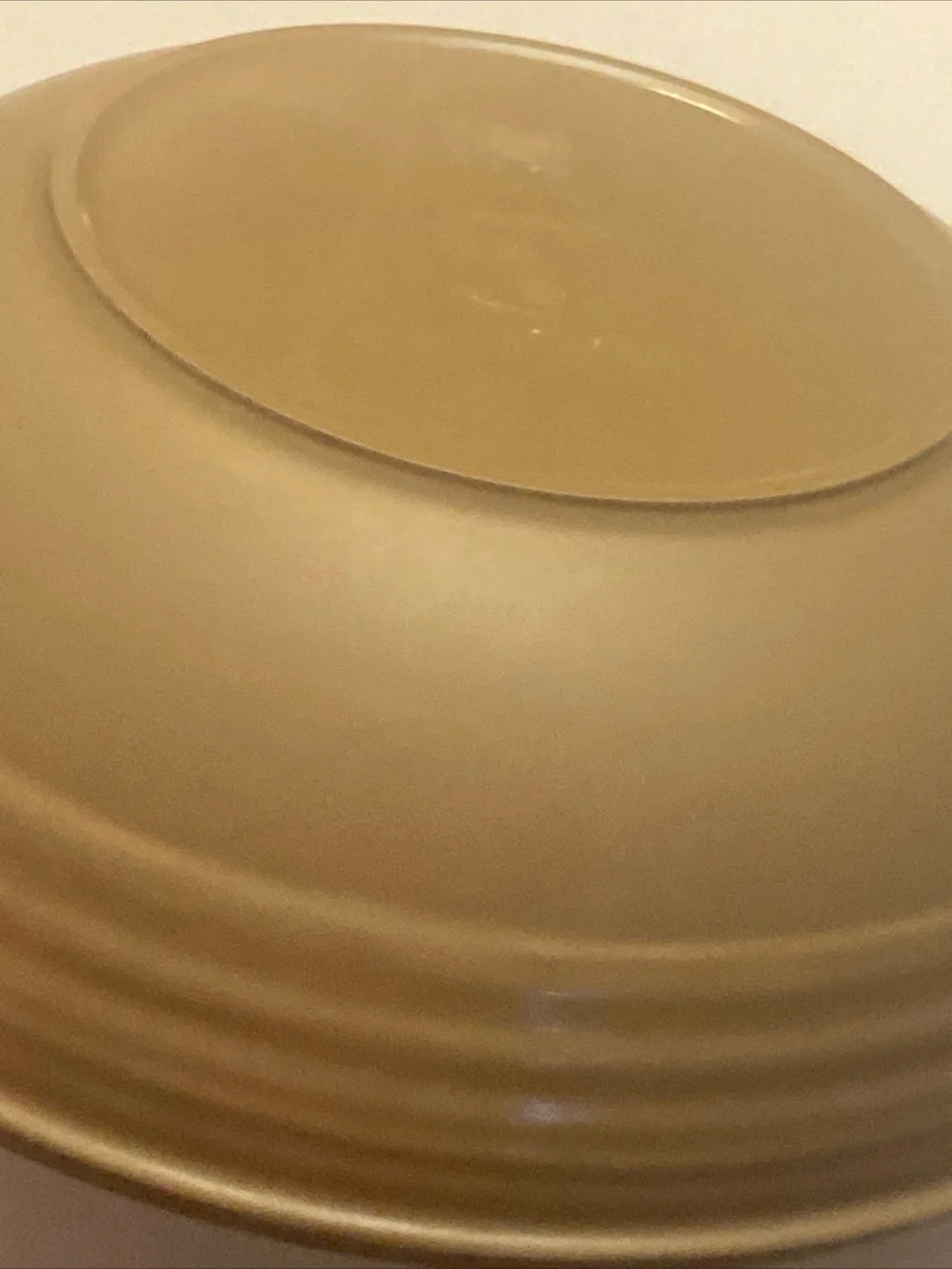 Crate & Barrel Melamine Serving Bowl X-Large Round 12” Tan & Blue Geo Pattern